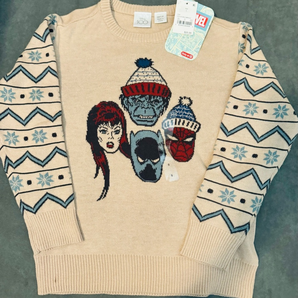Disney Beige Knit Sweater with Character Design